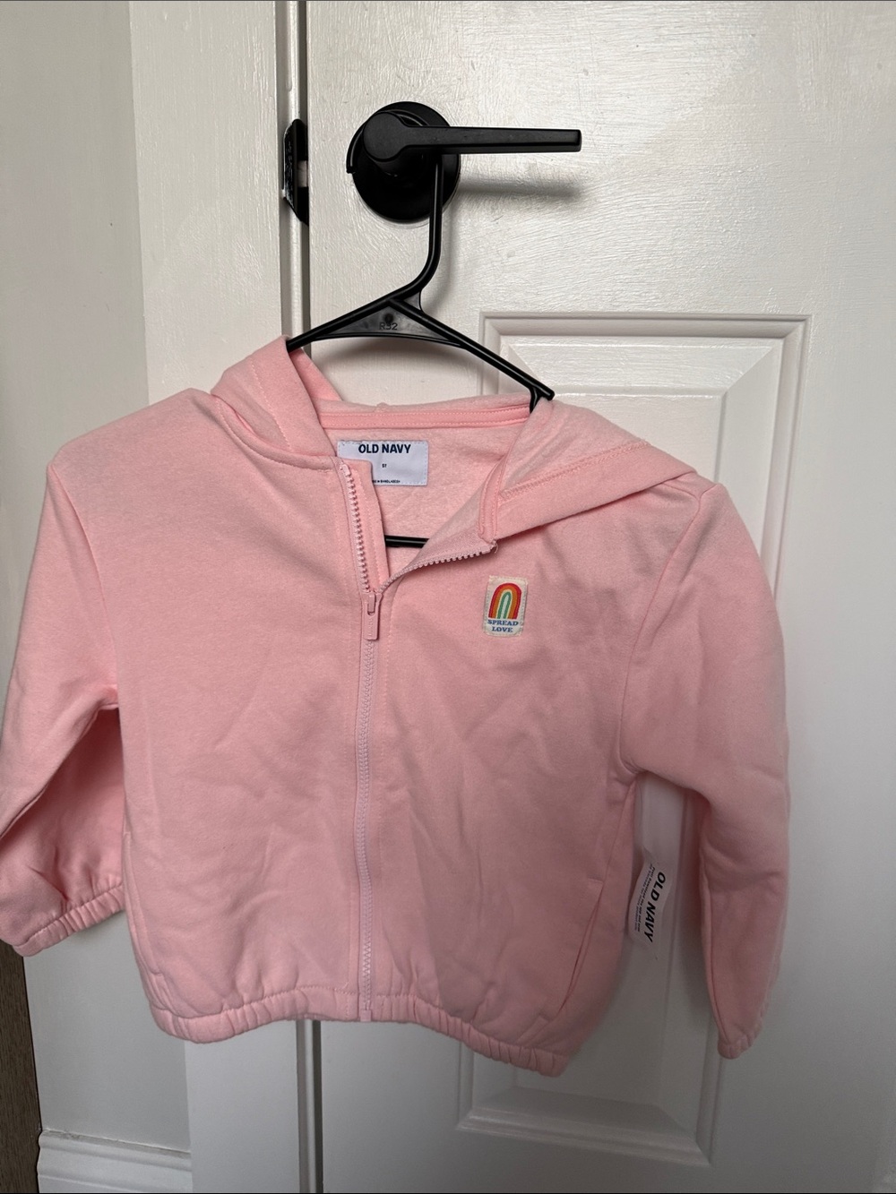 Old Navy Light Pink Hooded Zip Jacket with Rainbow Patch. New. See my listings